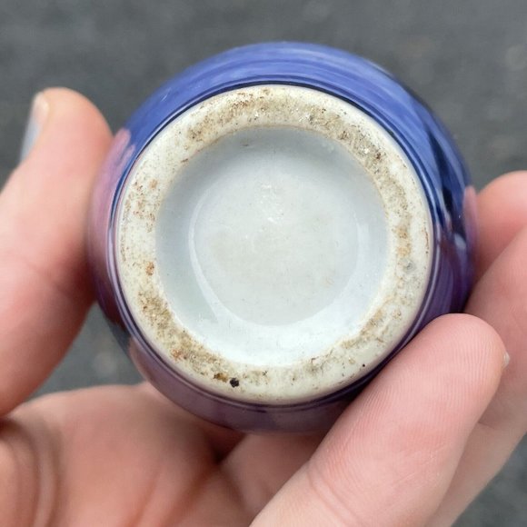 Antique Japanese Porcelain Hand Painted Blue White Ruffle Rimmed Vase Meiji 19th - Picture 7 of 14